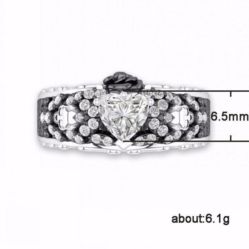 New Fashion  Heart 925 Silver  Sapphire Ring - Picture 4 of 5